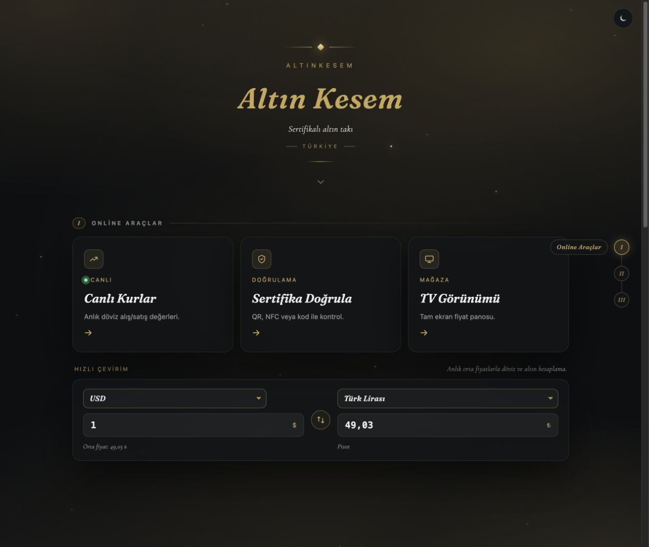 AltınKesem web sitesinden görünüm