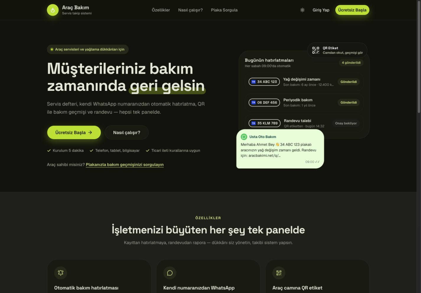 AracBakimi.net web sitesinden görünüm